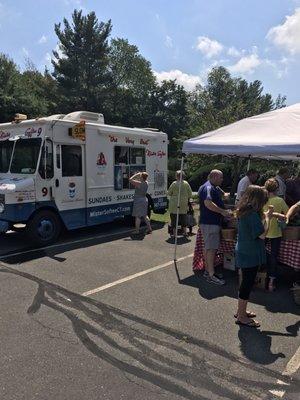 Great event today.   Farm fresh produce, burgers and dogs served & Mister Softee.  Delicious and excellent service.