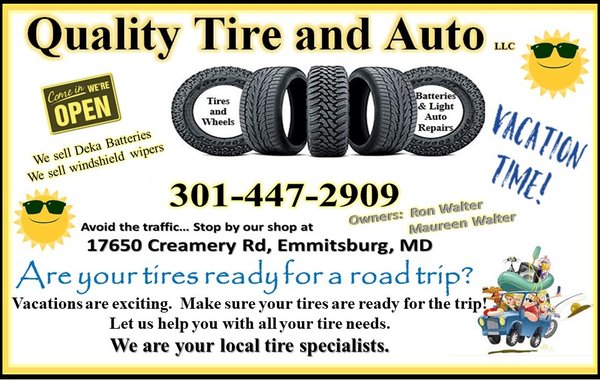 Stop by Quality Tire and Auto in Emmitsburg, MD for all your tire needs.