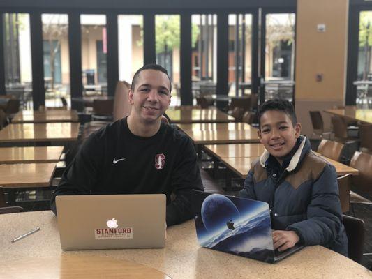 A 10 year-old boy meeting his mentor at Stanford