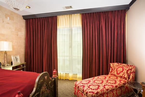 Custom drapery in the rockstar suite of Hotel Zaza