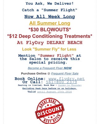 $30 Blowouts all day anytime all summer book now www.flydry.net