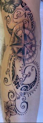 Hawaiian Tribal Compass Clock Tattoo!