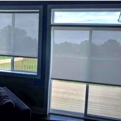 Solar shades for a sliding door