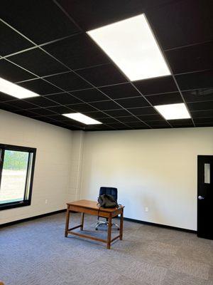 Black Ceiling Tile & Black Grid in Office.