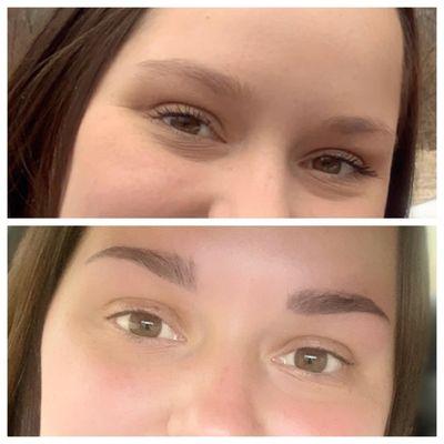 Eyebrows tinting helps your browns have a thicker, darker look and a better shape!!