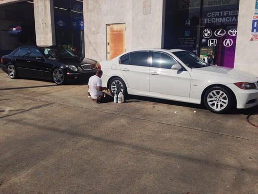 Martin doing work... Detailing $50,000+ cars... Now that's trust!