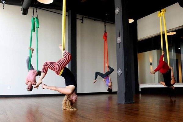 Aerial Yoga in our Yoga Studio