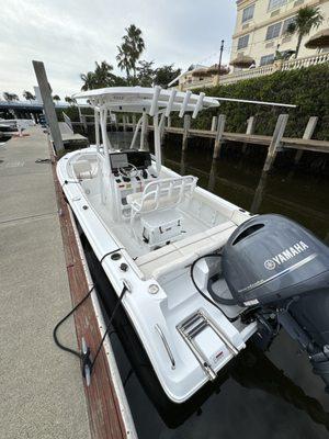 Bayfront's new center counsel rental boat. It's a SeaHunt 219 with a Yamaha 150. Great boat!!!