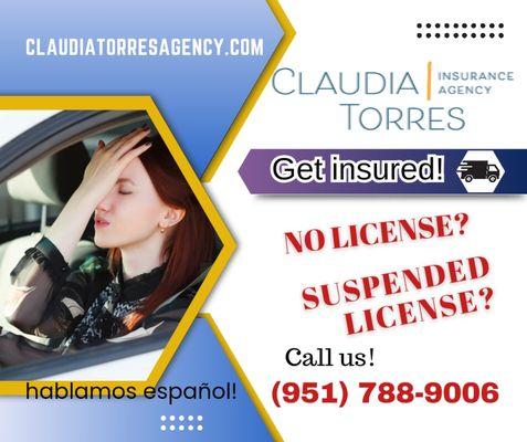 Has your license been suspended? We can insure you and your vehicles, call us, and let us find the coverage you need.