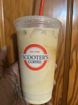 After photo of Scooter's Cold Brew. I added my own Sugar free white chocolate mocha to this drink!