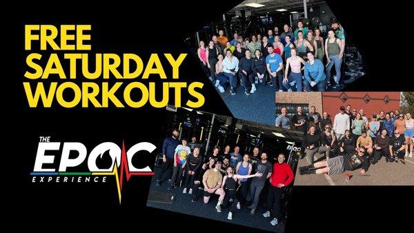 Free Saturday workouts for the whole month of April at 9AM! Come 10-15 mins early to get checked in!