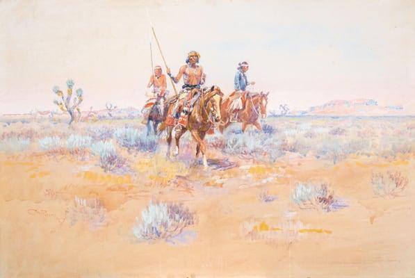 Charles M. Russell
Watercolor and Gouache
19 1/4" x 27 3/4"
Estimate: $500,000 - 800,000