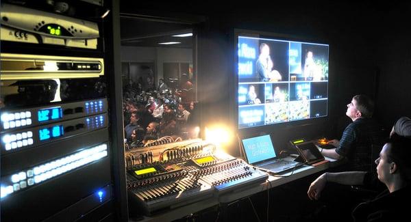 A/V Room with statte of the art technology to run video shoots or multimedia conferences & events.