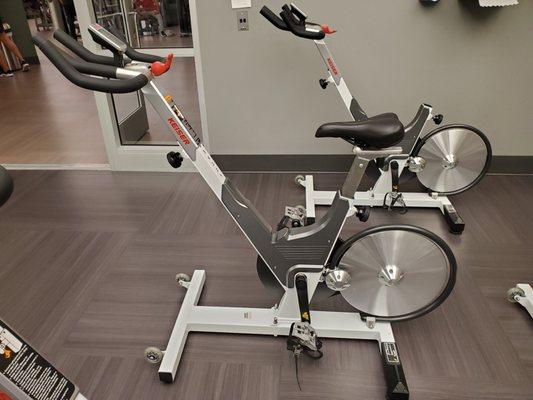 Side view of spin bike