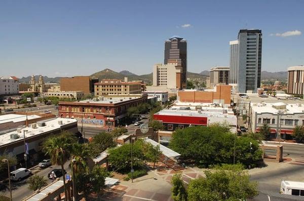 A view from the west side of the building of downtown Tucson!