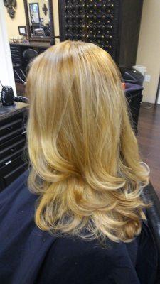 Lightened & toned base color. Highlights. throughout hair as well.