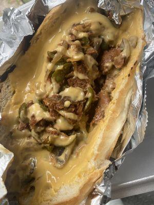 vegan cheesesteaks
 
our newest item on the menu: philly cheese with mushrooms, onions & peppers saute to perfection and our melted cheese