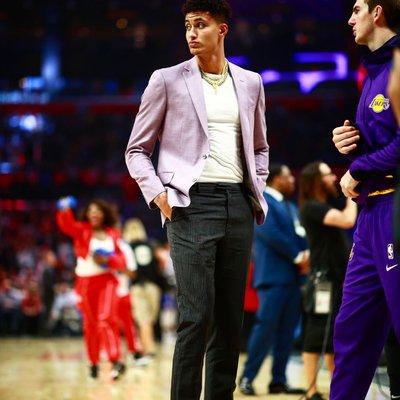 Kyle Kuzma wearing Malibu Clothes Lavender Sport Coat on Opening Night