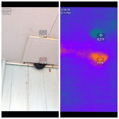 Thermal images help find possible moisture spots.