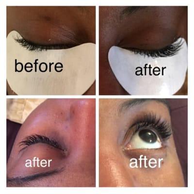 Before and after pics. longer and fuller lashes no mascara needed. Mink extensions