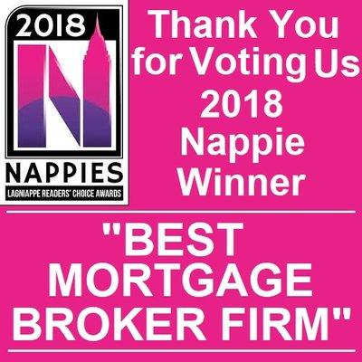 2018 Nappie Readers Award Winner for Best Mortgage Broker Firm