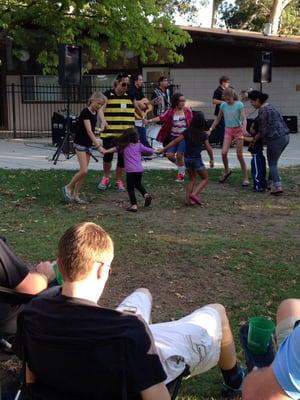 Dancing with the music in the park.