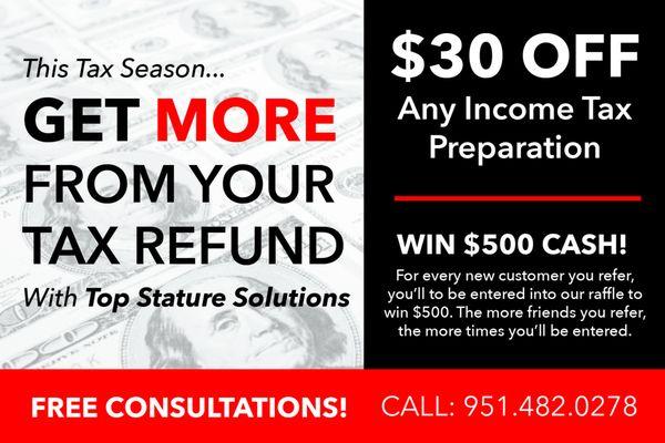 $30 off tax preparation services!