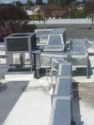 New commercial HVAC package unit install