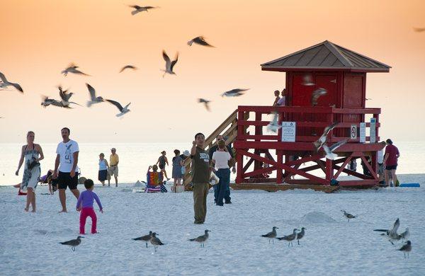 Red Lifeguard on Siesta Key Beach