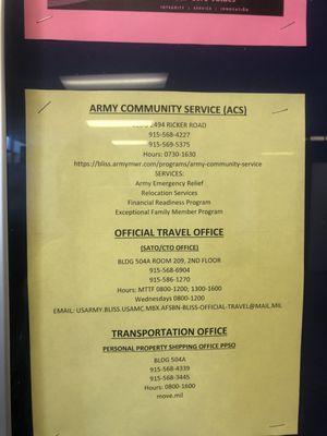 ACS, Offical Travel Office and Transportation Office Information