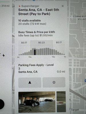 7.29.23 1st time to charge here at 12:40pm. 2hrs free parking Sat/Sun