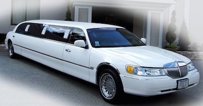 10 Passenger white limo available to rent