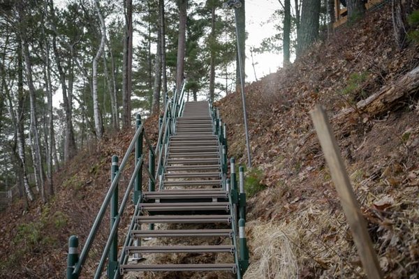 Hillside stairs for shore access.