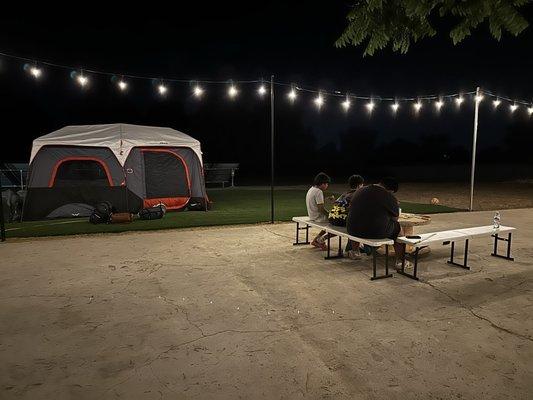 The boys having a private camping night.