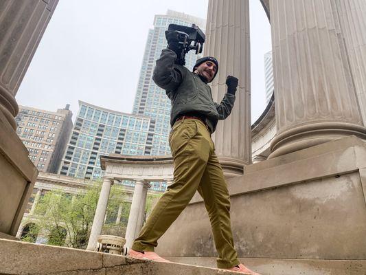 Filming near Millennium park in Chicago, Illinois