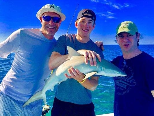 Lil Shark Caught with Capn Doug of Tearin' Em Up! Fishing Charters in Sarasota Florida