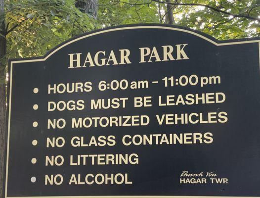 Rules of the park and times