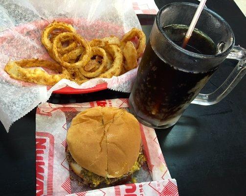 Homemade onion rings & root beer!