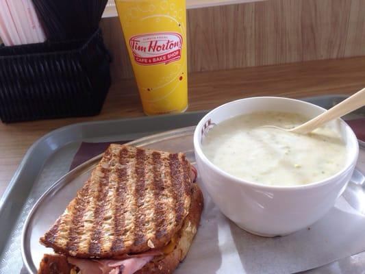 Half panini and soup for $5.00 now.