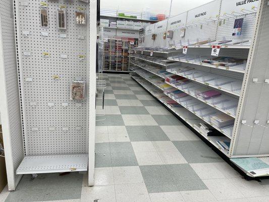 Maybe the product that goes on these shelves are in some of the boxes in the isles?