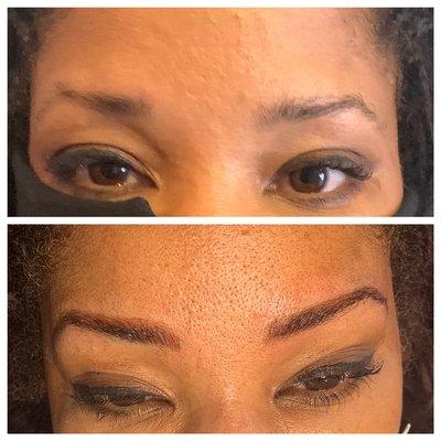 Before and after of a happy client.