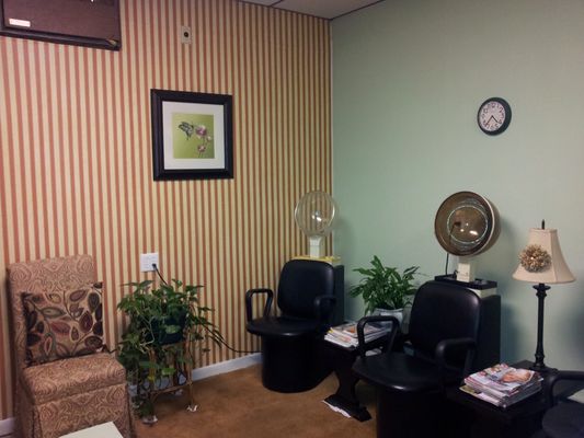 Back area of the salon where we have our dryers but you can also just chill back here while your color, foil or perm is processing