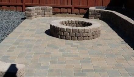 Interlocking Pavers, Fire Pit and Country Cottage Walls.