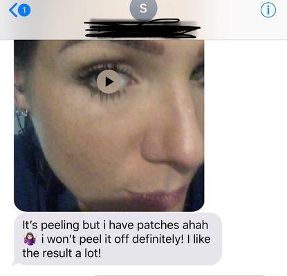 Customer feedback video as she heals her brows