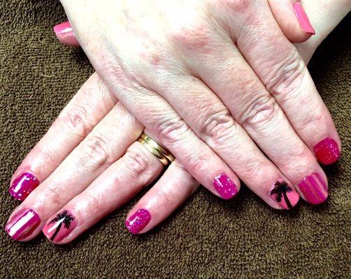 Gel manicure with nail art