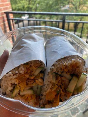 vegan poke burrito with inari tofu