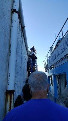 Climbing on to Ledge Light