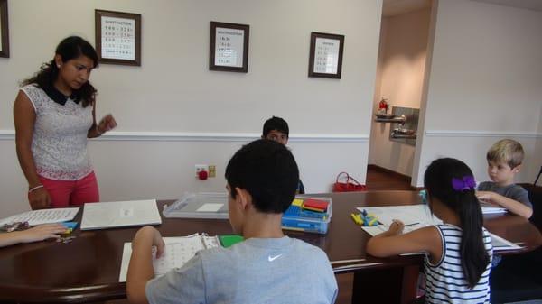 Children busy learning at Mina's Sci-Math Elementary School