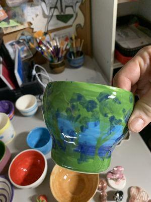 Lovely cup made on the pottery wheel.