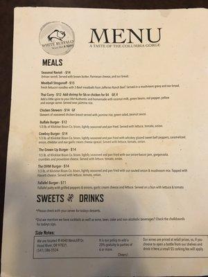 New menu 2017